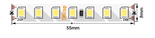 Светодиодная лента 24В ПРО SW-Group SMD 2835 SWG2P126 126LED 13Вт/м 4000К IP20 5м картинка 